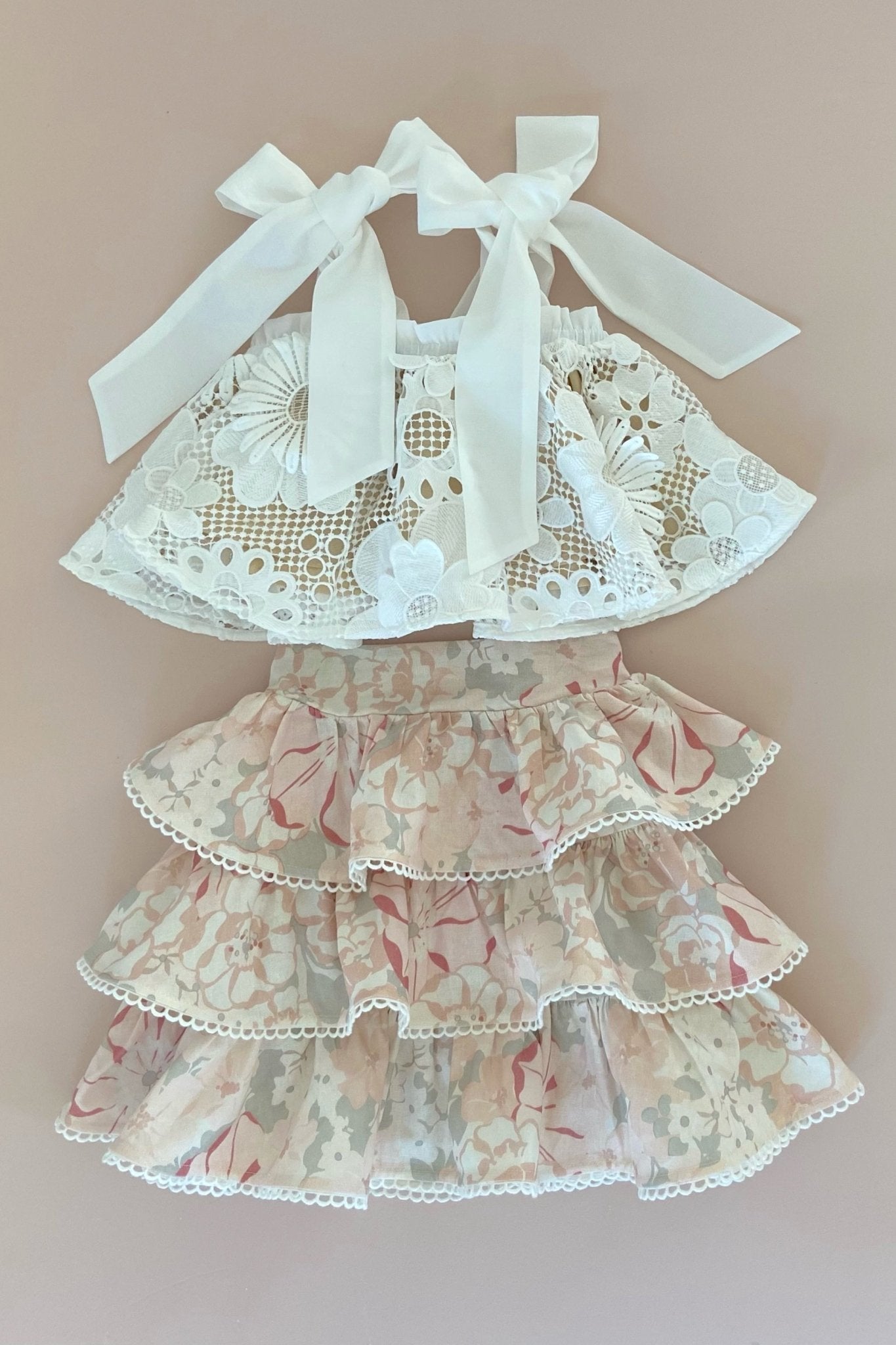 Sing a Song of Rainbows Skirt - Blush Watercolour Floral - Chloé and Amélie