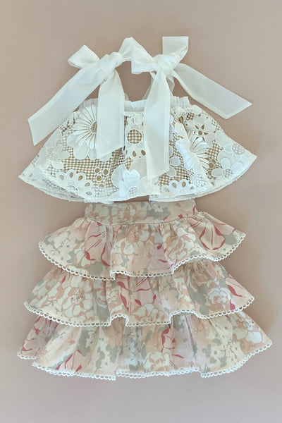 Sing a Song of Rainbows Skirt - Blush Watercolour Floral - Chloé and Amélie