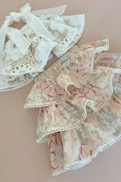 Sing a Song of Rainbows Skirt - Blush Watercolour Floral - Chloé and Amélie