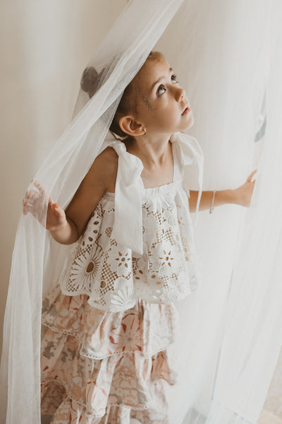 Sing a Song of Rainbows Skirt - Blush Watercolour Floral - Chloé and Amélie