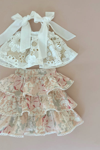 Sing a Song of Rainbows Skirt - Blush Watercolour Floral - Chloé and Amélie