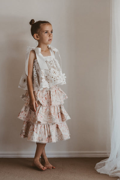 Sing a Song of Rainbows Skirt - Blush Watercolour Floral - Chloé and Amélie