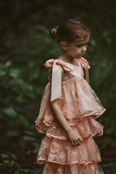 Sing a Song of Rainbows Skirt - Peony Pink Morning Glory Spot Tulle - Chloé and Amélie