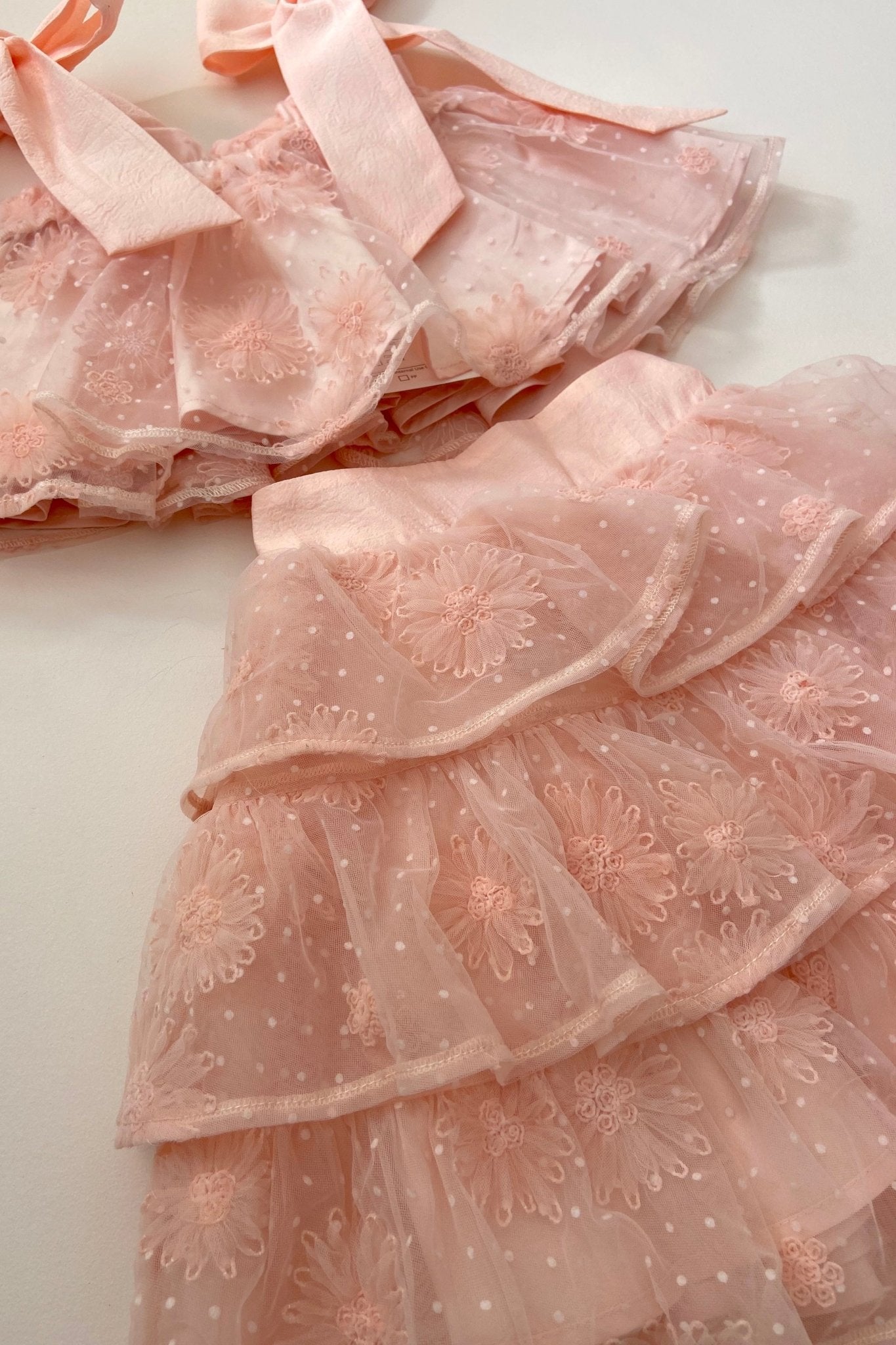 Sing a Song of Rainbows Skirt - Peony Pink Morning Glory Spot Tulle - Chloé and Amélie
