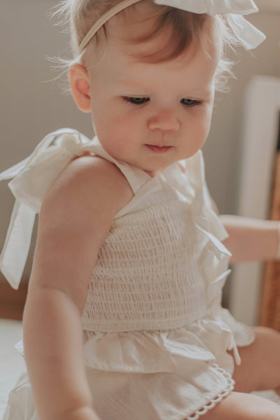 STYLE SET: Pocket Full of Posies Top and Made Them Cry Shortie Shorts - Antique White - Chloé and Amélie